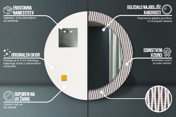 Bedrukte ronde spiegel Geometrisch stippenpatroon