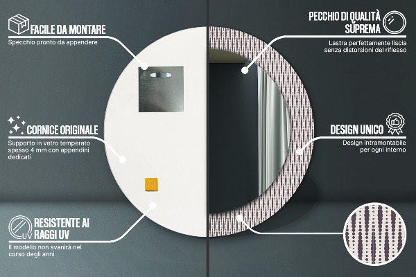 Bedrukte ronde spiegel Geometrisch stippenpatroon