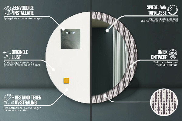 Bedrukte ronde spiegel Geometrisch stippenpatroon