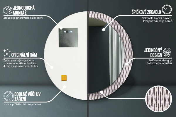Bedrukte ronde spiegel Geometrisch stippenpatroon