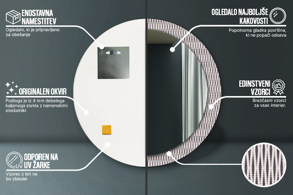 Bedrukte ronde spiegel Geometrisch stippenpatroon