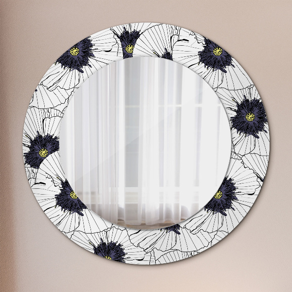 Ronde spiegel met decoratie Lineaire bloemensamenstelling