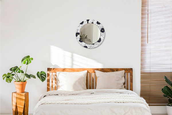 Ronde spiegel met decoratie Lineaire bloemensamenstelling