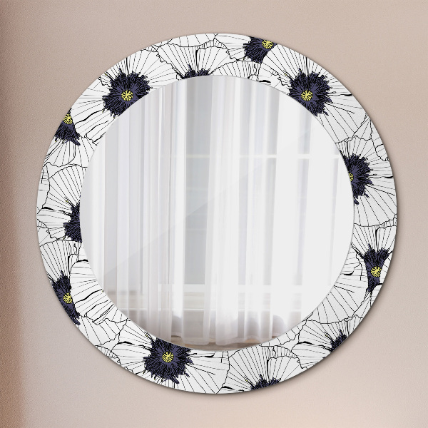 Ronde spiegel met decoratie Lineaire bloemensamenstelling