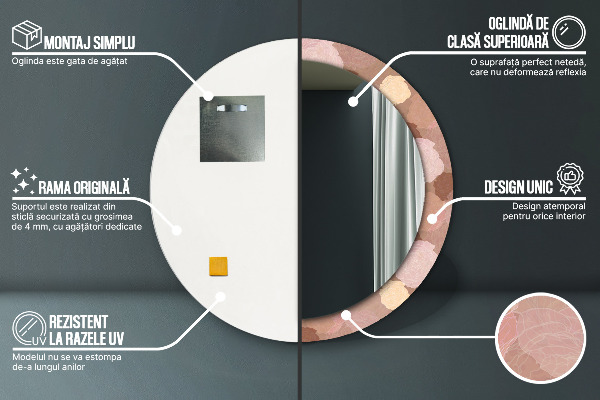 Ronde spiegel met bedrukte lijst Rozen samenstelling