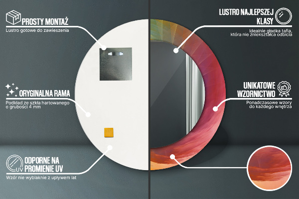 Ronde wandspiegel met print Hypnotiserende spiraal
