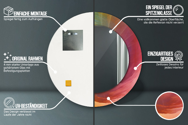 Ronde wandspiegel met print Hypnotiserende spiraal