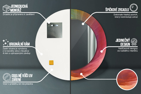 Ronde wandspiegel met print Hypnotiserende spiraal