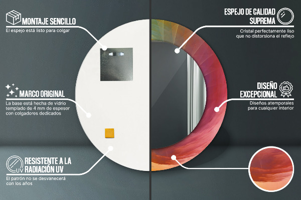 Ronde wandspiegel met print Hypnotiserende spiraal