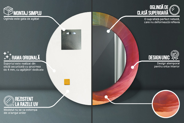 Ronde wandspiegel met print Hypnotiserende spiraal