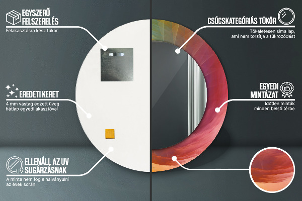 Ronde wandspiegel met print Hypnotiserende spiraal