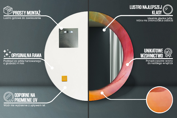 Ronde wandspiegel met print Hypnotiserende spiraal