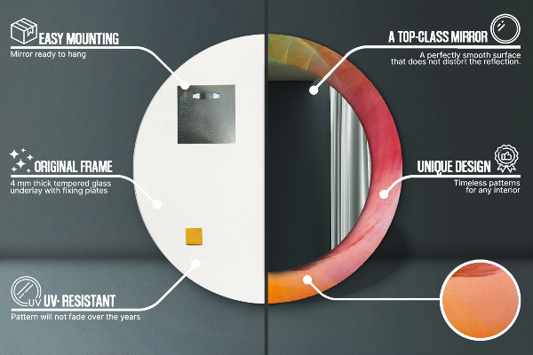 Ronde wandspiegel met print Hypnotiserende spiraal