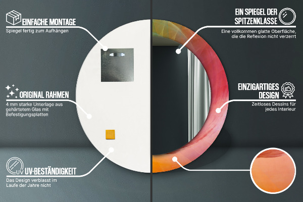 Ronde wandspiegel met print Hypnotiserende spiraal