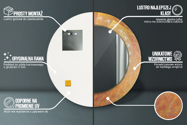 Bedrukte ronde spiegel Spiraalvormige abstractie