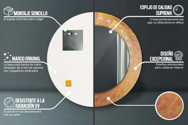 Bedrukte ronde spiegel Spiraalvormige abstractie