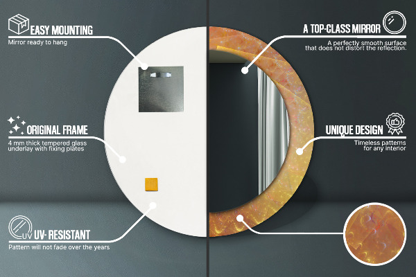 Bedrukte ronde spiegel Spiraalvormige abstractie