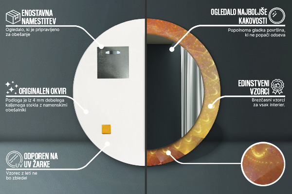 Bedrukte ronde spiegel Spiraalvormige abstractie