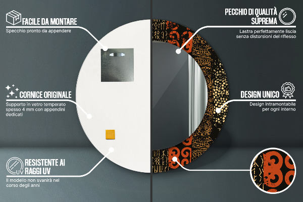 Ronde spiegel met decoratie Grunge abstracte patroon