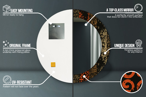 Ronde spiegel met decoratie Grunge abstracte patroon