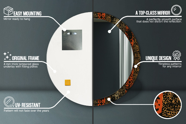 Ronde spiegel met decoratie Grunge abstracte patroon