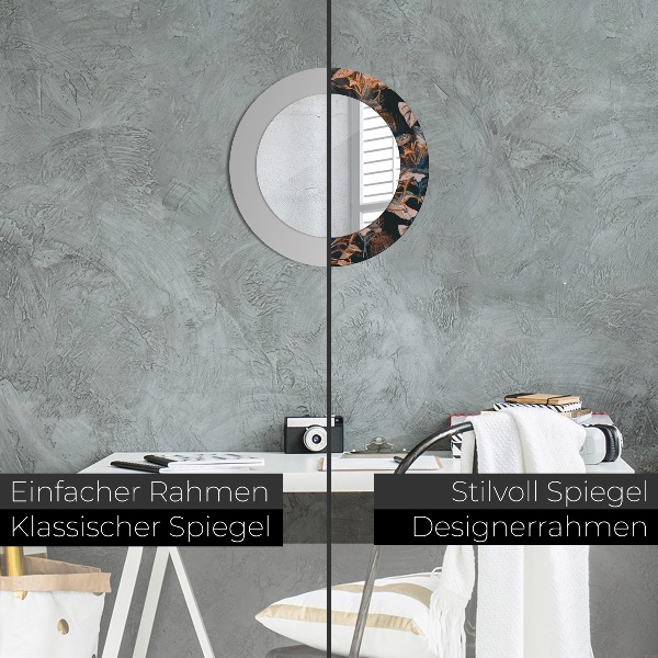 Ronde wandspiegel met print Donkere tropische bladeren