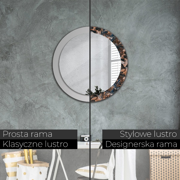 Ronde wandspiegel met print Donkere tropische bladeren
