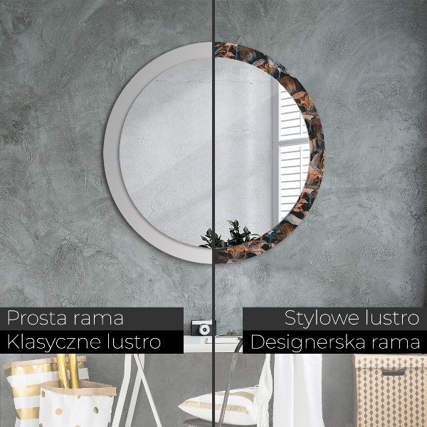 Ronde wandspiegel met print Donkere tropische bladeren