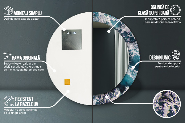 Bedrukte ronde spiegel Stormachtige zee