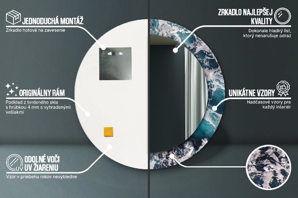 Bedrukte ronde spiegel Stormachtige zee