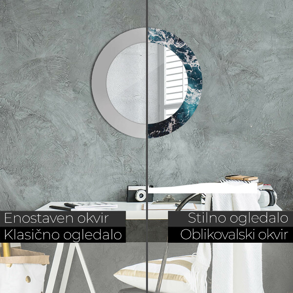 Bedrukte ronde spiegel Stormachtige zee