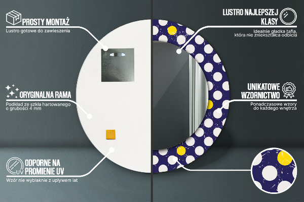 Ronde wandspiegel met print Retro stippen