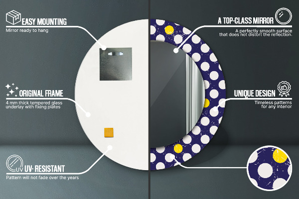 Ronde wandspiegel met print Retro stippen