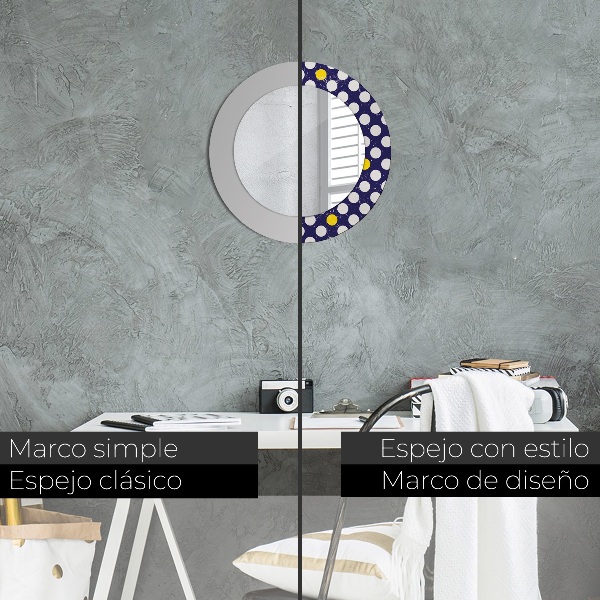 Ronde wandspiegel met print Retro stippen