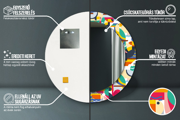 Bedrukte ronde spiegel Geometrische tropische vogels