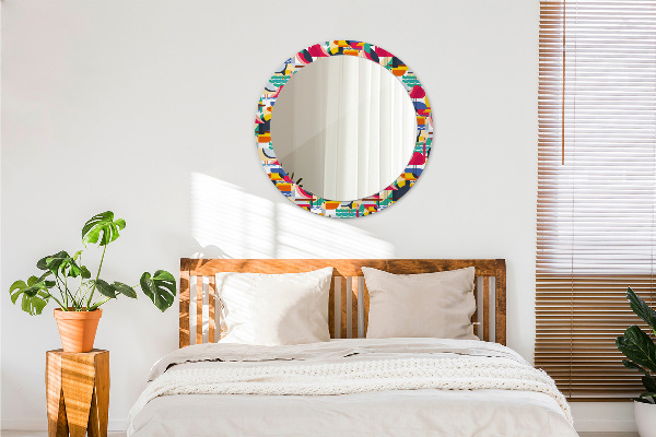 Bedrukte ronde spiegel Geometrische tropische vogels