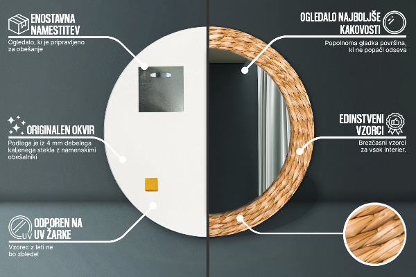 Ronde spiegel met decoratie Riet textuur