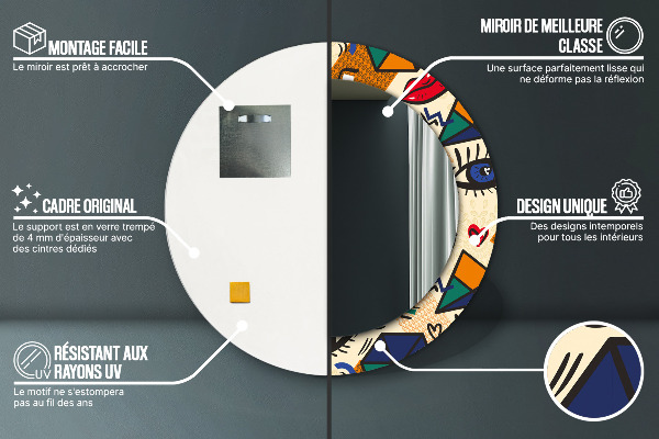 Bedrukte ronde spiegel Pop-art stijl