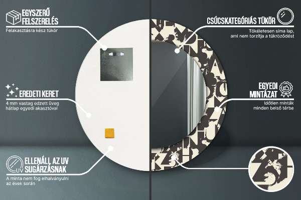 Ronde spiegel met decoratie Abstracte typografie