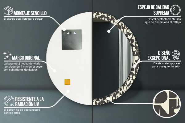 Ronde spiegel met decoratie Abstracte typografie