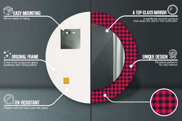 Bedrukte ronde spiegel Rood raster