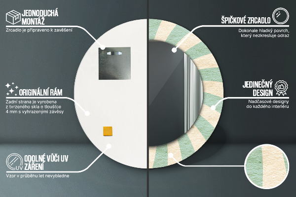Ronde spiegel met decoratie Retro pastelpatroon