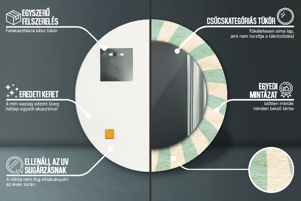 Ronde spiegel met decoratie Retro pastelpatroon