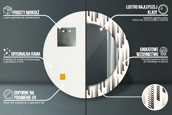 Bedrukte ronde spiegel Gestreept patroon
