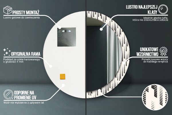 Bedrukte ronde spiegel Gestreept patroon