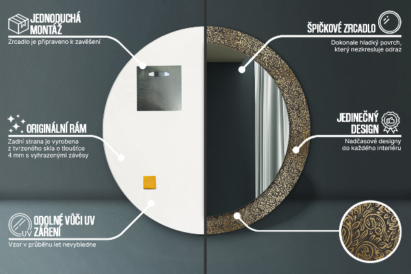 Ronde spiegel met decoratie Gouden ornamenten