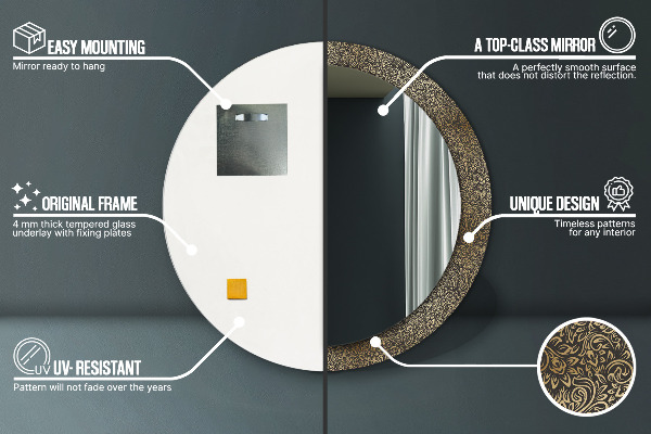 Ronde spiegel met decoratie Gouden ornamenten