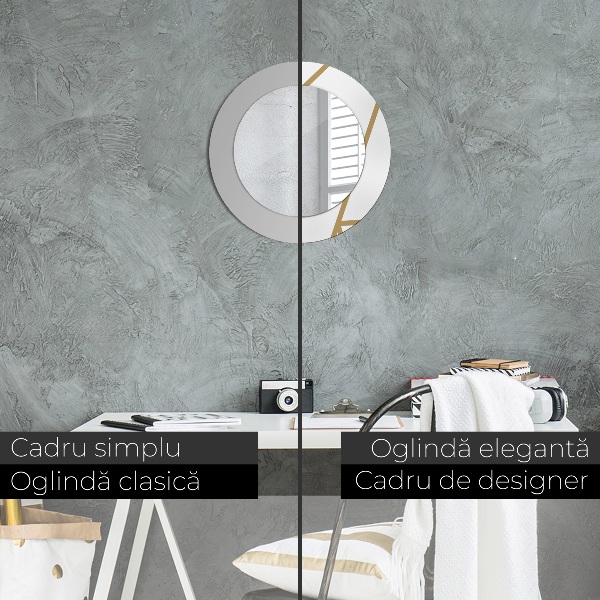 Ronde spiegel met bedrukte lijst Lineaire compositie