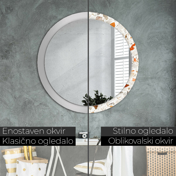 Ronde wandspiegel met print Terrazzo-achtergrond