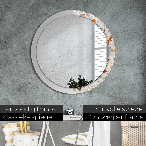 Ronde wandspiegel met print Terrazzo-achtergrond